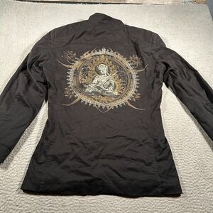 Royal Underground Jacket Women XL Black Full Zip Grunge Rave Military Y2K